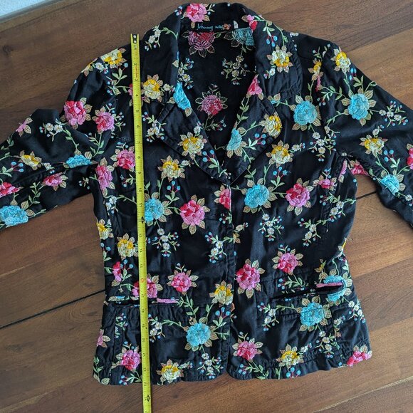 Johnny Was Boho Floral Embroidered Cotton Blazer S - Picture 3 of 10